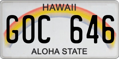 HI license plate GOC646