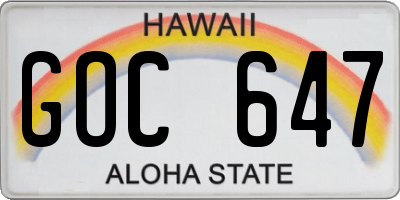 HI license plate GOC647