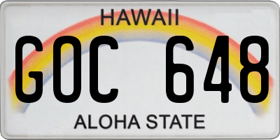 HI license plate GOC648