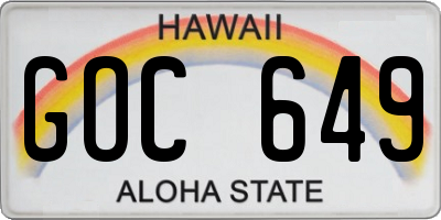 HI license plate GOC649