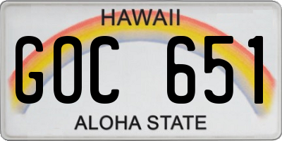 HI license plate GOC651