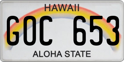HI license plate GOC653