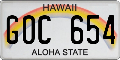 HI license plate GOC654
