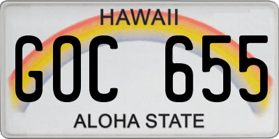 HI license plate GOC655