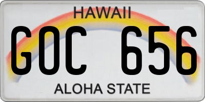 HI license plate GOC656