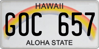HI license plate GOC657