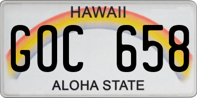 HI license plate GOC658