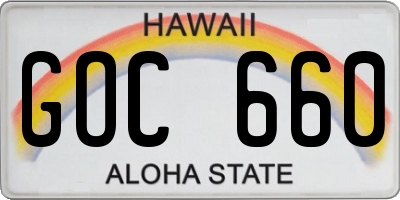 HI license plate GOC660