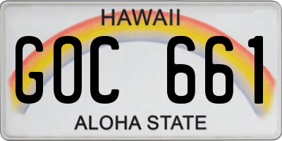 HI license plate GOC661