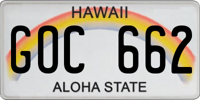 HI license plate GOC662