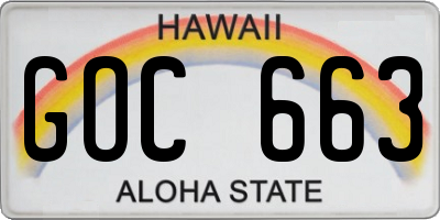 HI license plate GOC663