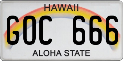 HI license plate GOC666