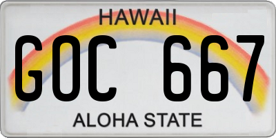 HI license plate GOC667