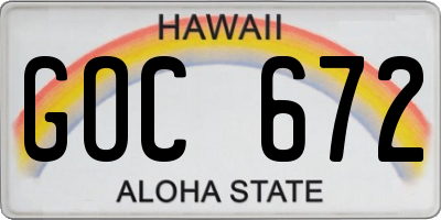 HI license plate GOC672