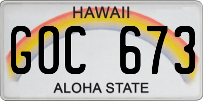 HI license plate GOC673