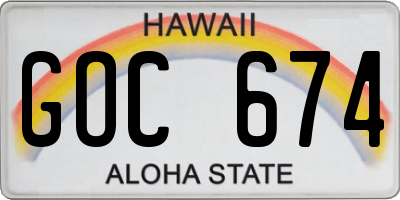 HI license plate GOC674