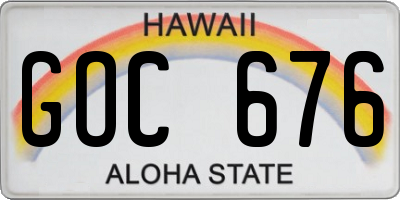 HI license plate GOC676
