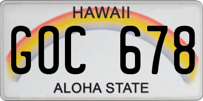 HI license plate GOC678