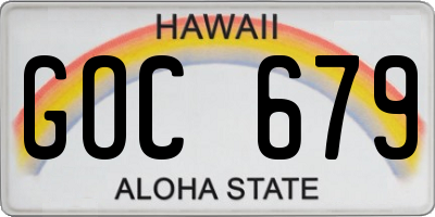 HI license plate GOC679