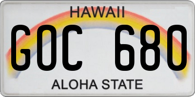 HI license plate GOC680