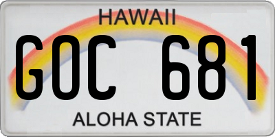 HI license plate GOC681
