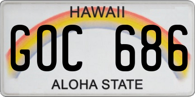 HI license plate GOC686