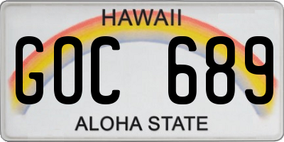 HI license plate GOC689
