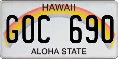 HI license plate GOC690
