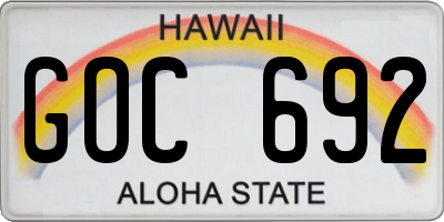 HI license plate GOC692