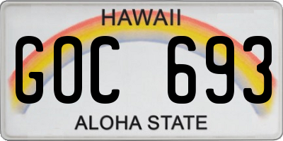 HI license plate GOC693