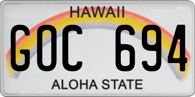 HI license plate GOC694