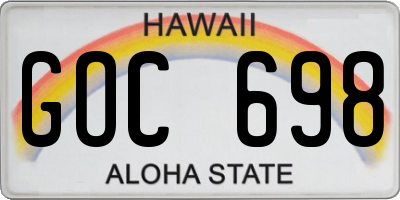 HI license plate GOC698