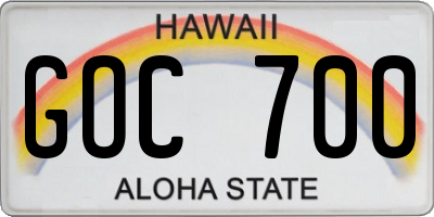 HI license plate GOC700