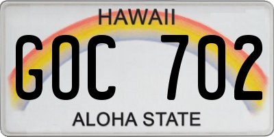 HI license plate GOC702