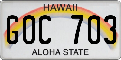 HI license plate GOC703