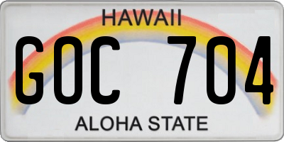 HI license plate GOC704