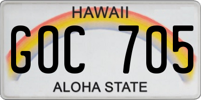 HI license plate GOC705