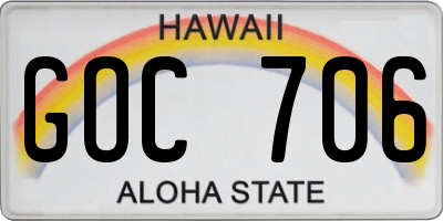 HI license plate GOC706
