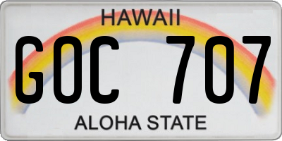 HI license plate GOC707
