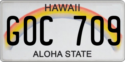 HI license plate GOC709