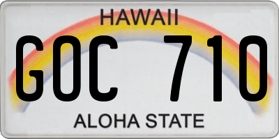 HI license plate GOC710