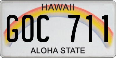 HI license plate GOC711