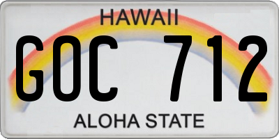 HI license plate GOC712