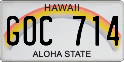 HI license plate GOC714