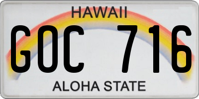 HI license plate GOC716