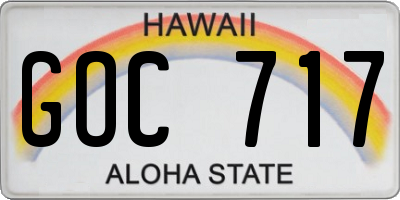 HI license plate GOC717