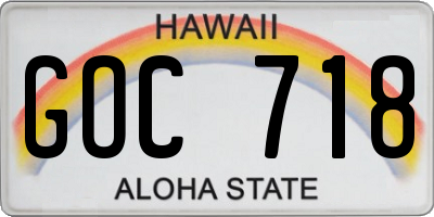 HI license plate GOC718