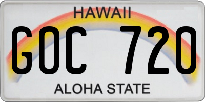 HI license plate GOC720