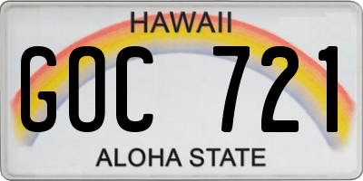 HI license plate GOC721