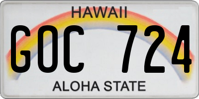 HI license plate GOC724